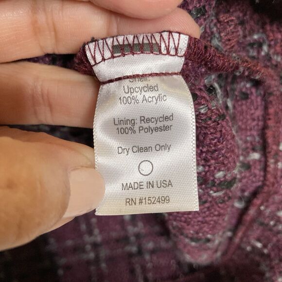 Amour Vert Tweed Upcycled Acrylic Blazer Purple Plaid Women Size XS Oversized - Picture 9 of 11